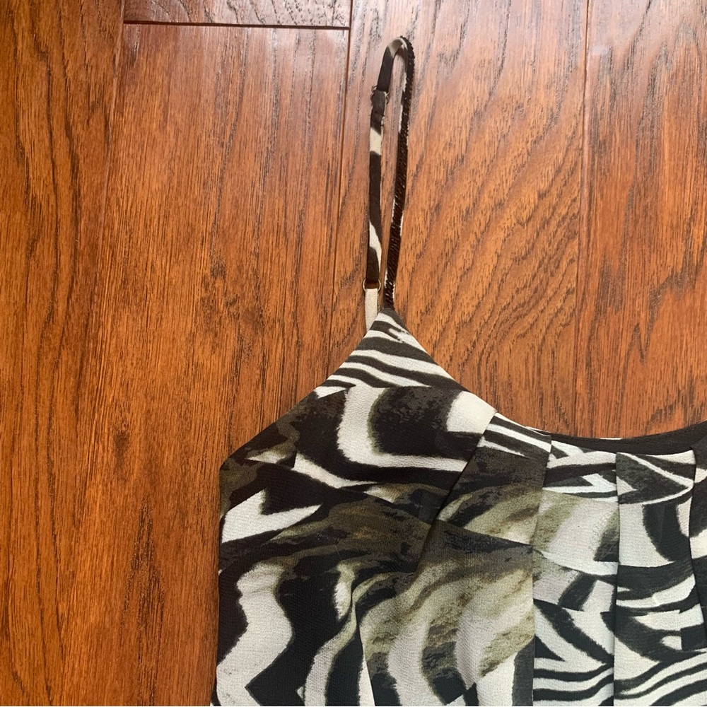 PJK Patterson J. Kincaid Black Animal Print Shift Top with Beaded Strap | Size S - Picture 7 of 11